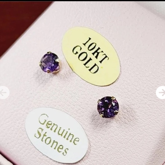 New in Box! 10KT White Gold 5mm Natural Amethysts Earring, - Picture 8 of 8
